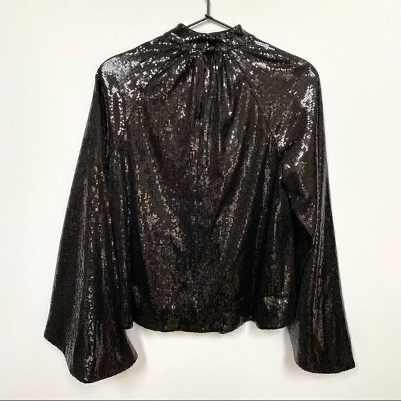 RtA Tennessee Top Black Sequin Long Sleeve Embellished Shirt XS - Picture 3 of 16